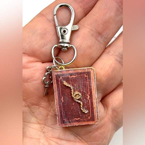Book Charm-Miniature Book One of a kind-Polymer Clay and Aged paper Books cover - Picture 4 of 6